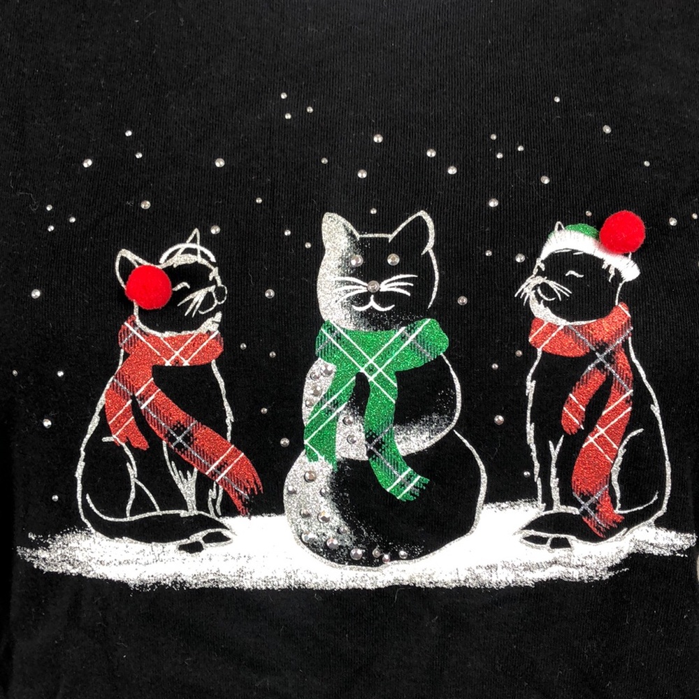 Snowman Cat Christmas Holiday Xmas Top Plus Size 1X - Picture 6 of 6
